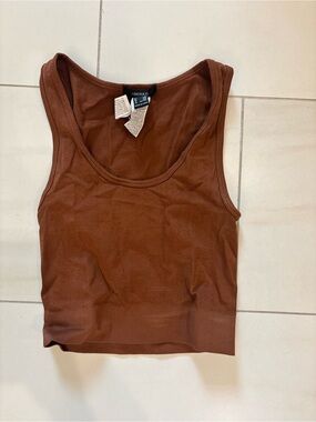 Forever 21 Chocolate Brown Ribbed Scoop Tank